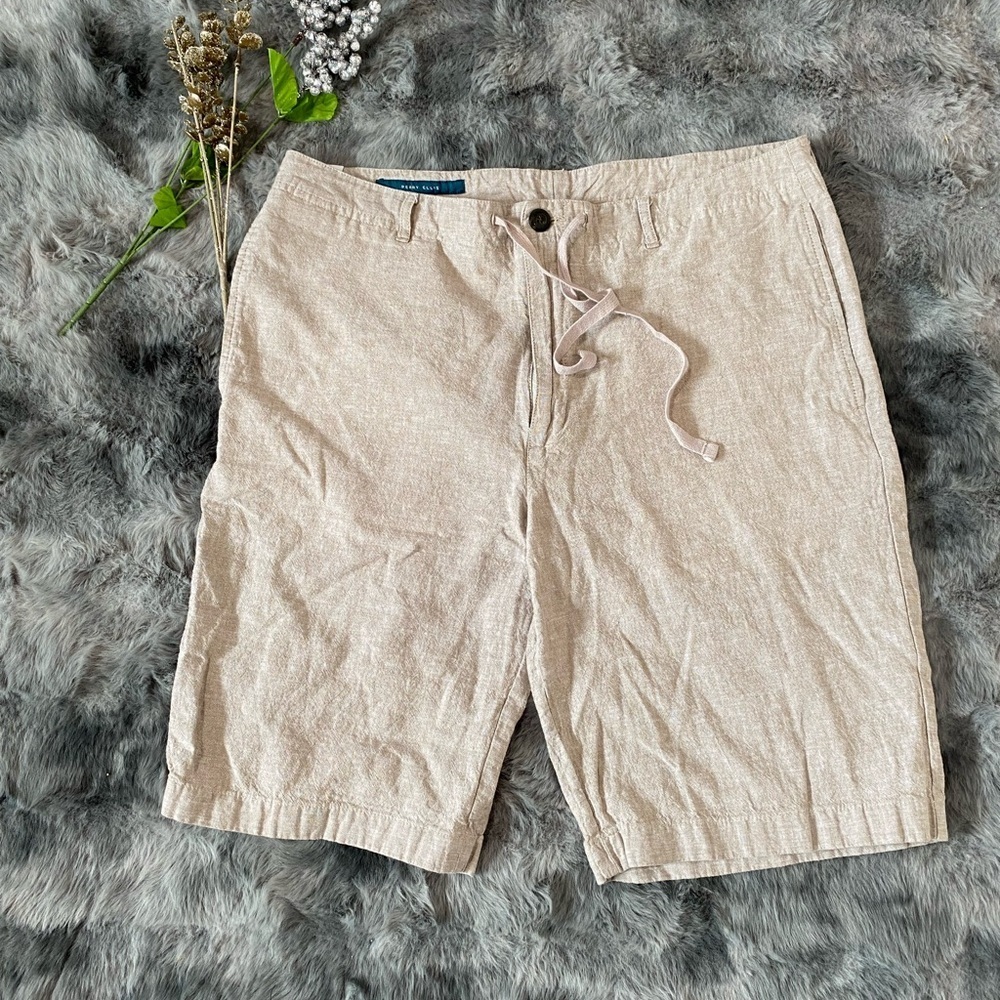 PERRI ELIS -Men's Tan Casual Shorts 45% cotton 55%linen
